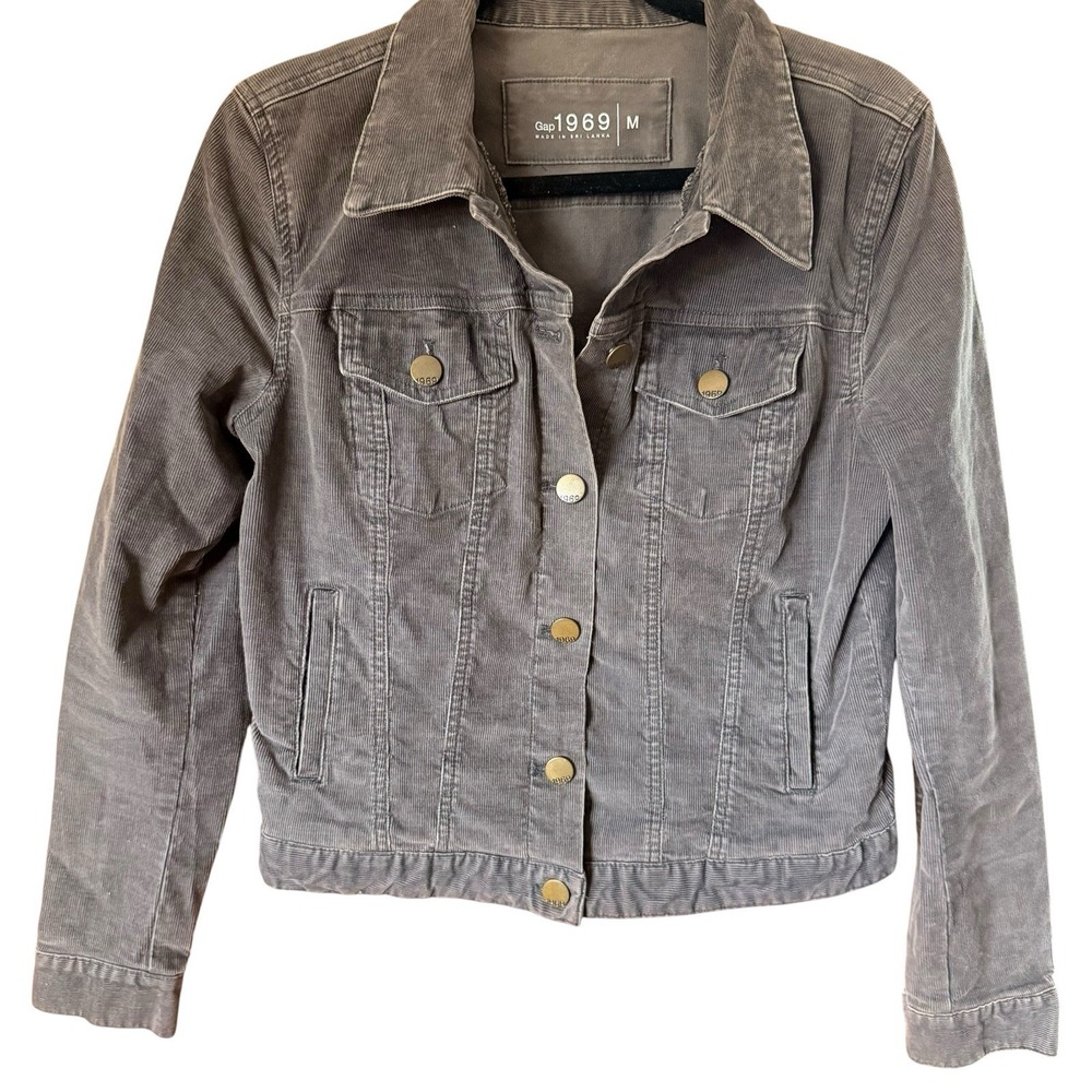 Gap 1969 Women's Corduroy Trucker Jacket Medium Button Up Denim Jean Y2k